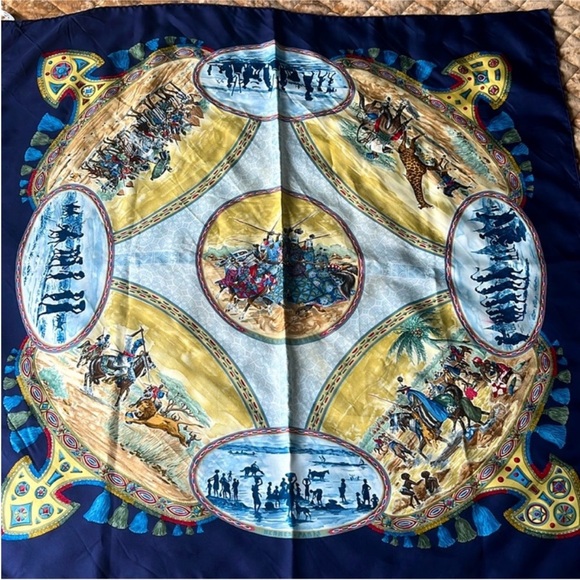 Hermes Vintage Cavaliers Peuls Carre 90 Silk Scarf - Picture 1 of 11